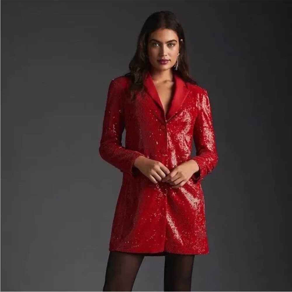 Maeve Red Sequin Blazer